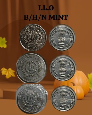 5 Rupees - WORLD OF WORK I.L.O 1919-1994 Used-3 COINS -B/H/N Mint