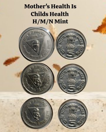 5 Rupees- Mother's Health is Child's Health USED 3 COINS B/H/N