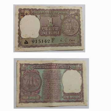 1 Rupee Governor R N Malhotra Inset B 1980 UNC