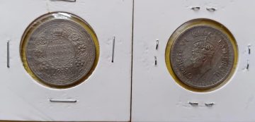 British India Coin GEORGE VI-HALF RUPEE 1944 Used SILVER Coin