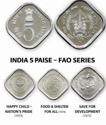 5 PAISE COMMEMORATIVE SET OF 4 UNC COINS