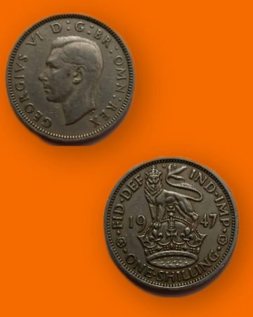 UK 1 SHILLING GEORGE VI 1947 COIN USED