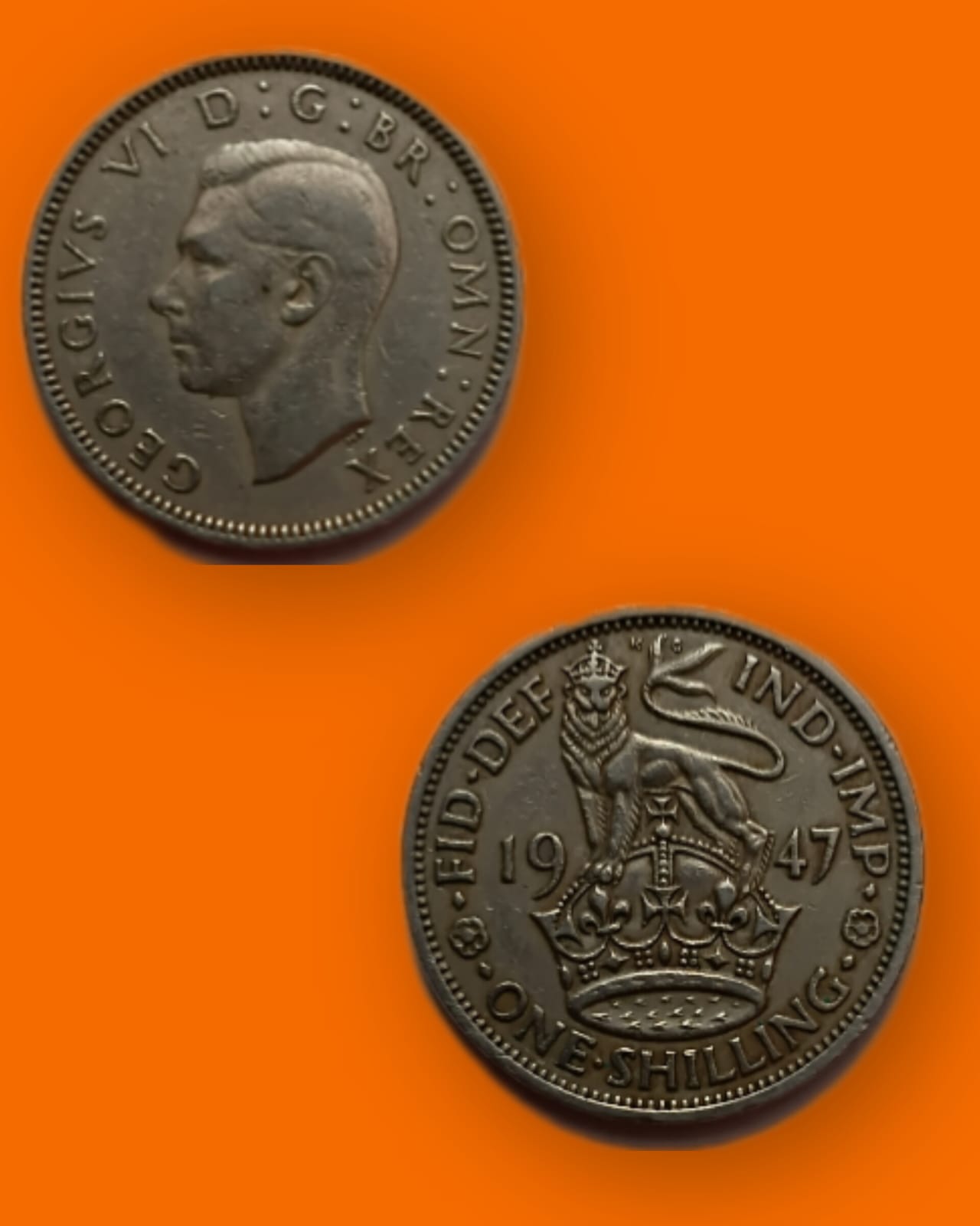 UK 1 SHILLING GEORGE VI 1947 COIN USED