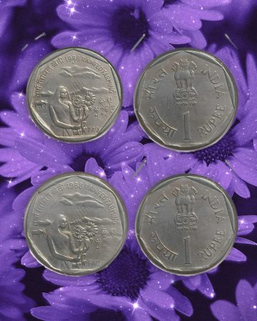 1 Rupee - RAINFED FARMING (F A O Series) 2 COINS B/C Mint  UNC