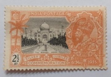 India Stamps – Silver Jubilee of H.M. King George V Reign – 1/2 Anna – Taj Mahal, Agra – Hinged