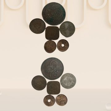 PRINCELY STATE HYDERABAD NIZAM -MIR USMAN ALI KHAN (1 ANNA,1/2 ANNA,2 PAI,RING PAI) SET OF 6 COINS Used (COPPER&NICKEL)