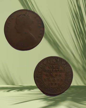 British India Coin VICTORIYA EMPRESS-1 QUARTER Anna 1901 Used (COPPER) COIN