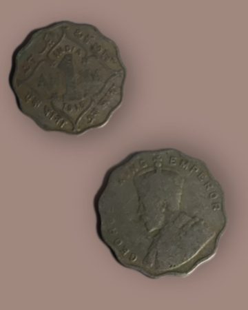 British India Coin George V-1 Anna 1915 Used Coin (Copper Nickle)