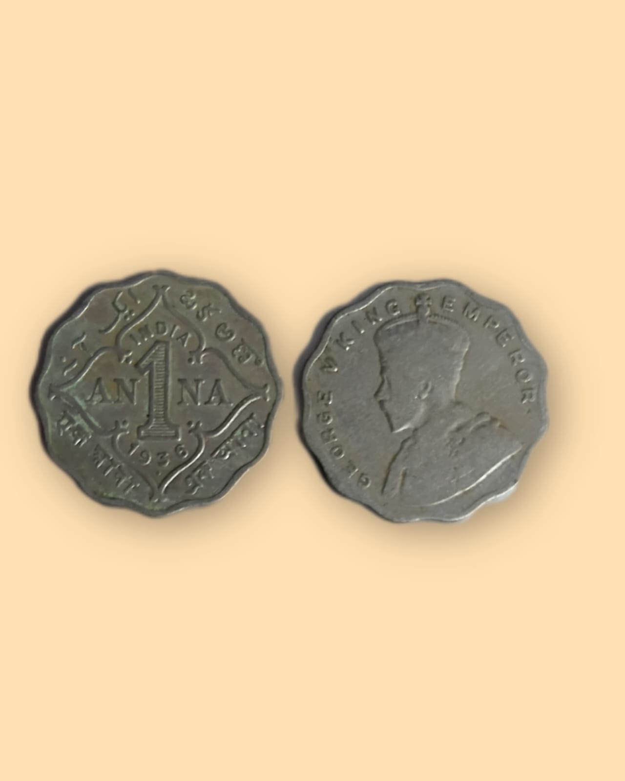 British India Coin George V-1 Anna 1936 Used Coin (Copper Nickle)