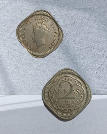 British India Coin George VI - 2 Anna 1939 (Copper Nickle) Used COIN