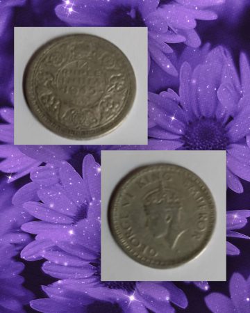 British India Coin George VI-1/4 RUPEE 1945 Used silver