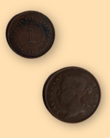 1 Cent 1901 Strats Settlements of Queen Victoria Bronze Coin