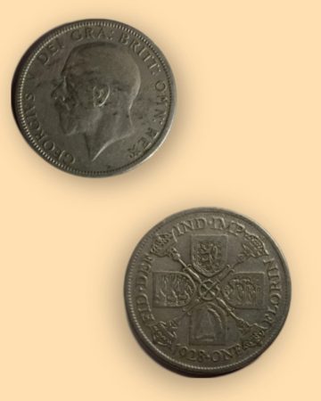 GREAT BRITAIN KING George V 50% SILVER FLORIN 2 SHILLINGS 1928 USED