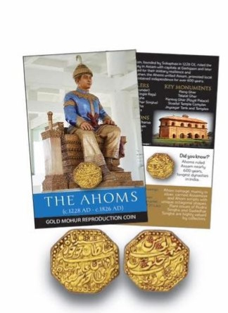The Ahoms (1228-1826 AD) Dynasty Commemorative Gold-Plated Octagonal Mohur & History Folder