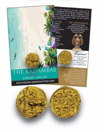 The Kadambas of Goa Dynasty Gold Pagoda Coin – Historical Reproduction & Informative Card
