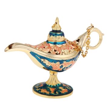 Classic Legend Aladdin Magic Lamp – Elegant Arabian Nights Party Prop & Gift – Ornate Metal Jewelry Case